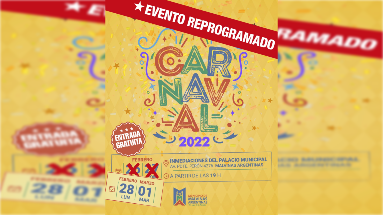 Por el anuncio de lluvia, se reprogramó para lunes y martes el Carnaval en Malvinas Argentinas