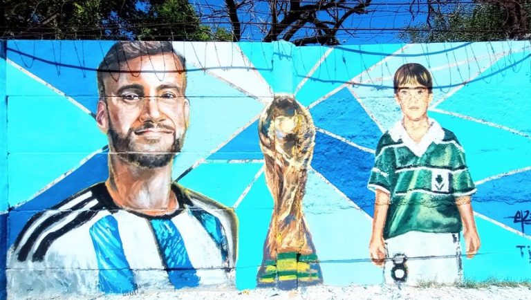 Mural en homenaje a Tagliafico en Rafael Calzada