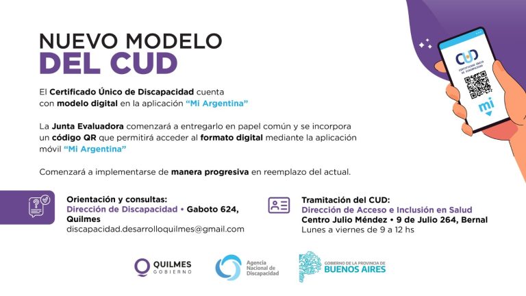 Quilmes lanzó el nuevo modelo digital del Certificado Único de Discapacidad