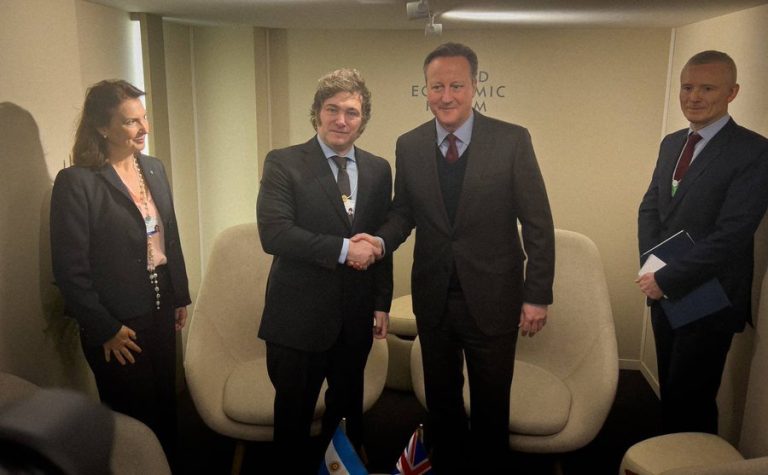 Milei se reunió en Davos con el canciller británico David Cameron