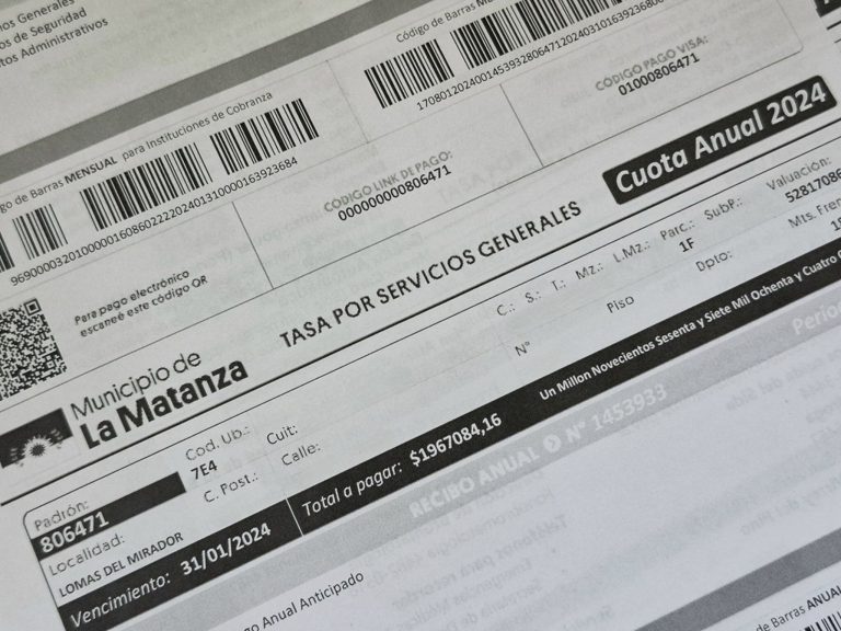 En La Matanza se puede hacer el pago anual anticipado de la Tasa por Servicios Generales