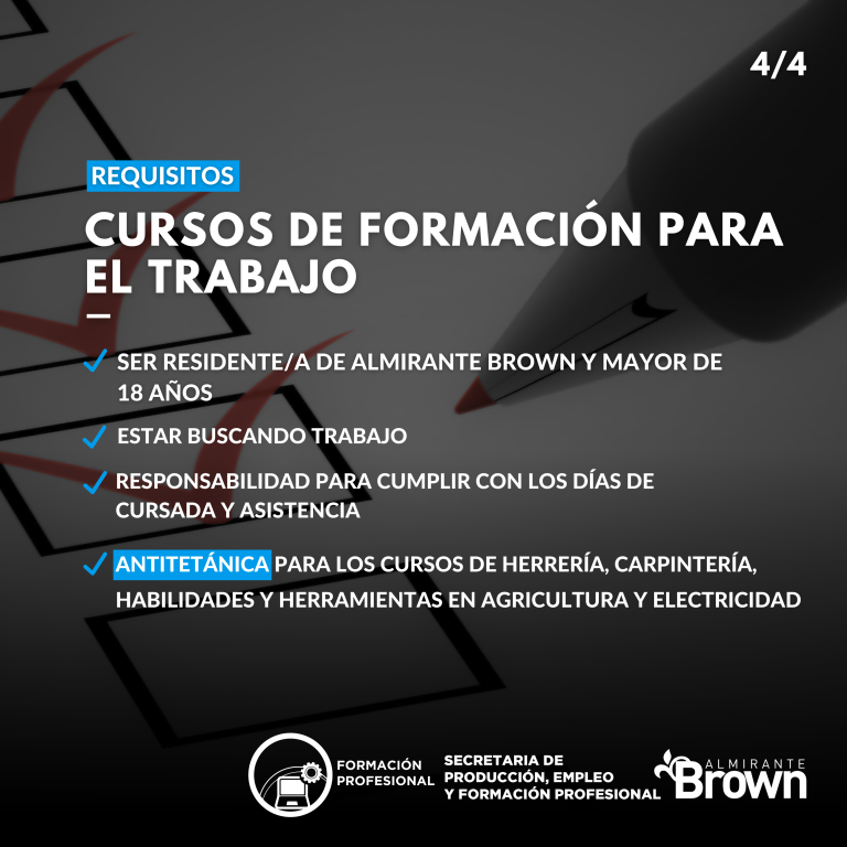 Abren inscripción para cursos de formación en oficios en Brown
